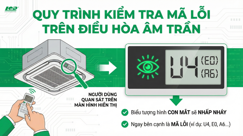 Quy trình kiểm tra mã lỗi trên điều hòa âm trần