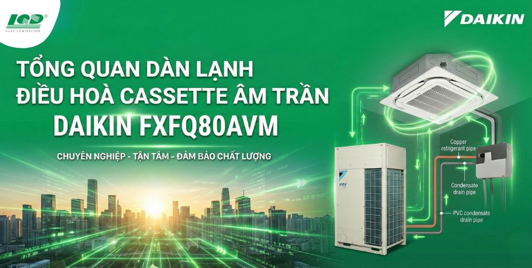 tổng quan Dàn lạnh điều hoà cassette âm trần Daikin FXFQ80AVM