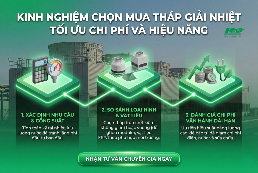 Kinh nghiệm chọn mua tháp giải nhiệt tối ưu chi phí và hiệu năng