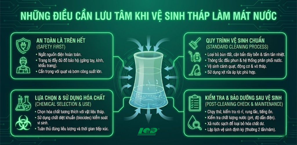 Những điều cần lưu tâm khi vệ sinh tháp làm mát nước