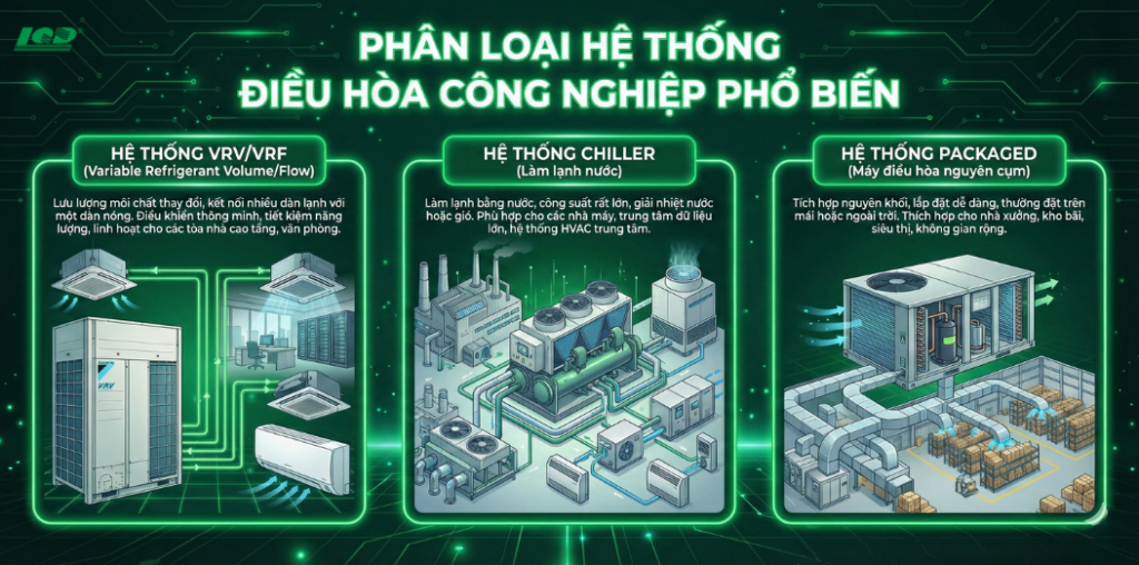 Phân loại hệ thống điều hòa công nghiệp phổ biến