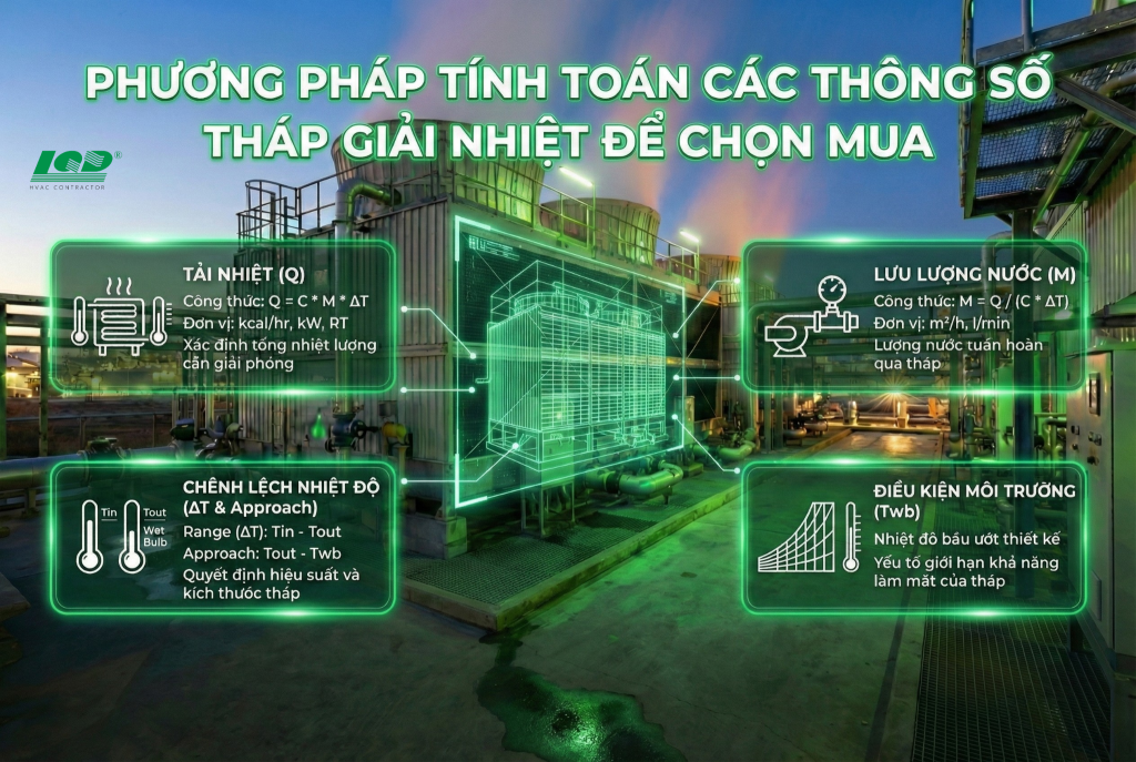 Phương pháp tính toán các thông số tháp giải nhiệt để chọn mua