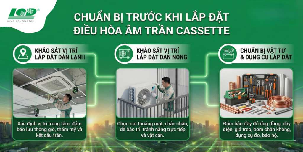 chuẩn bị trước khi lắp đặt điều hòa âm trần Cassette