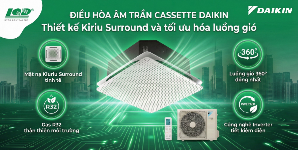 điều Hòa Âm Trần Cassette Daikin FCFG60AV1V_RZFC60AGV19