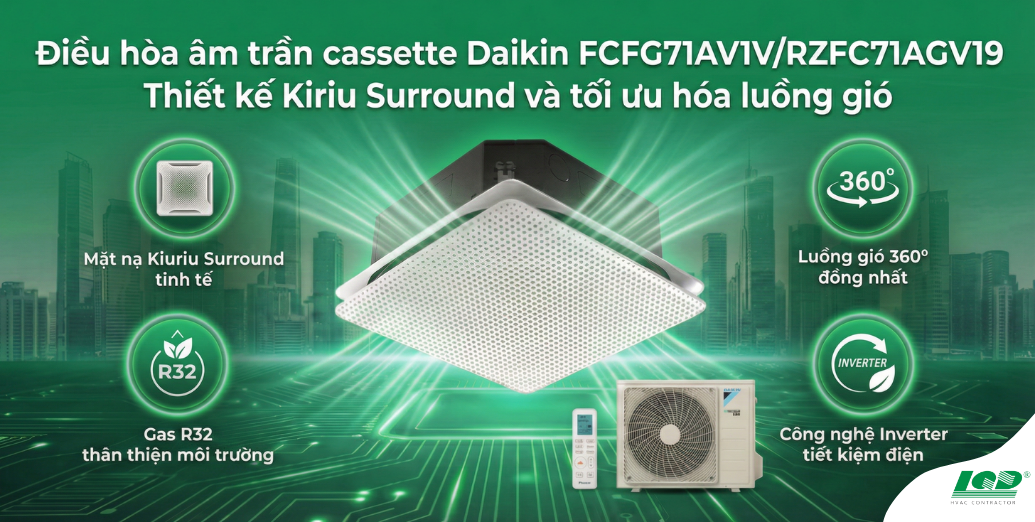 điều hòa âm trần cassette Daikin FCFG71AV1V_RZFC71AGV19