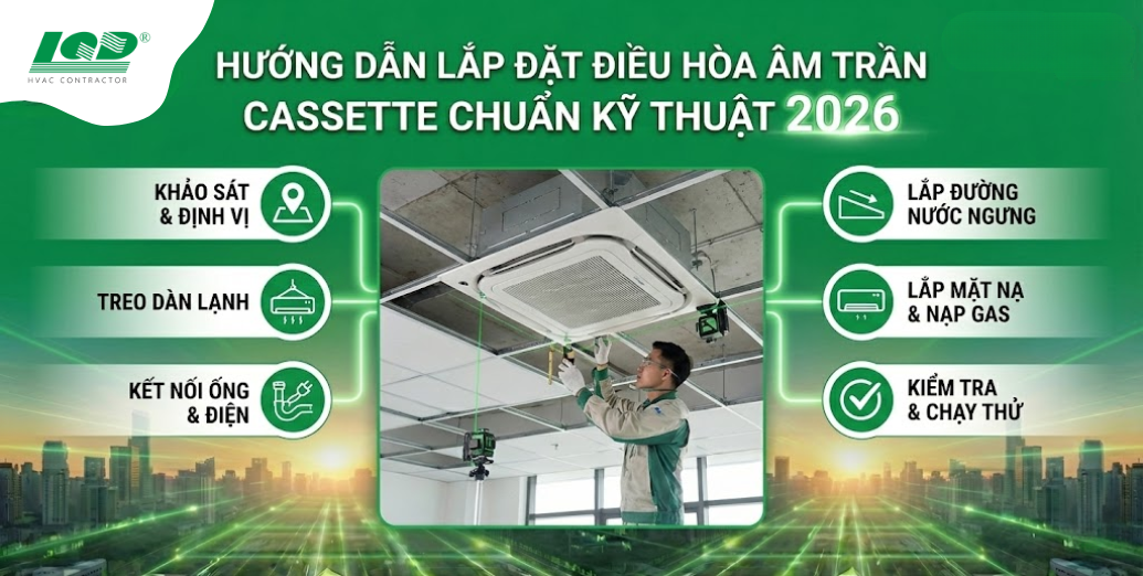 hướng Dẫn Lắp Đặt Điều Hòa Âm Trần Cassette Chuẩn Kỹ Thuật 2026
