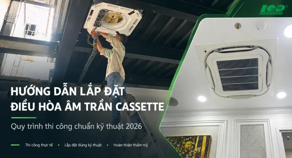 Hướng dẫn lắp đặt điều hòa âm trần casette quy trình chuẩn kỹ thuật 2026