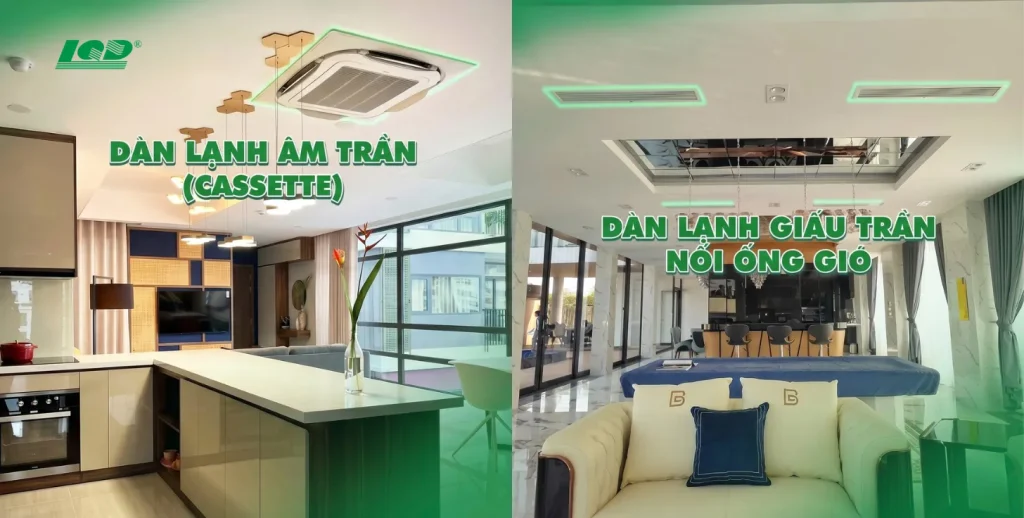 Điều hòa âm trần cassette và điều hòa âm trần nối ống gió